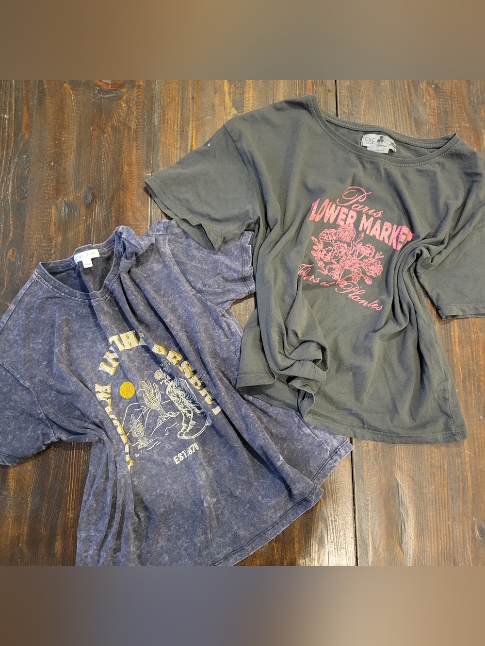 Womens Bundle Of Graphic Tees - Charcoal and Washed Navy:Large